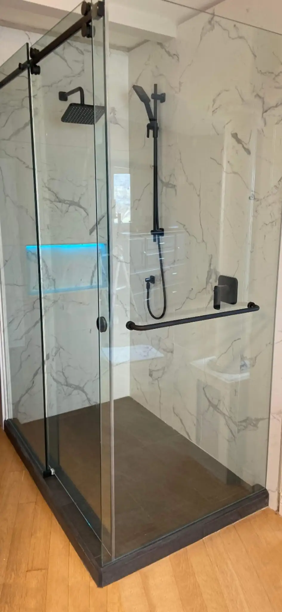 after picture of Corner Glass & Tile Shower
