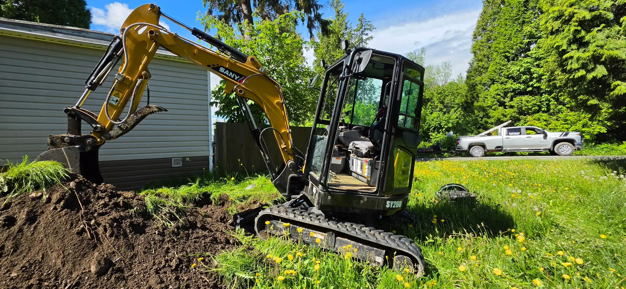 Equipment Services Sany excavator Digging Hole