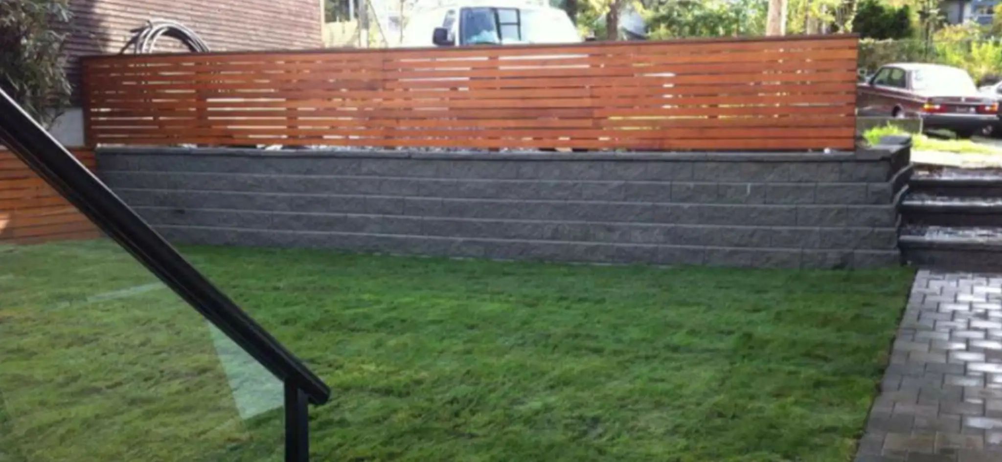 after picture of Retaing Wall & Lawn
